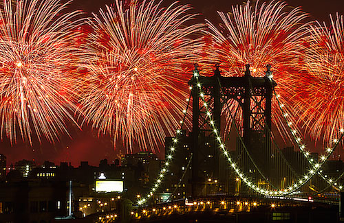 アメリカ独立記念日のニューヨーク花火